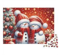Couple 1000 Piece Snowman Pair Sturdy Cardboard Puzzle for Puzzle Enthusiasts Friends Gathering Holiday Pastime Social Icebreaker Collectible Item 38x26cm/1000pcs