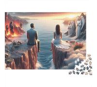 Couple 1000 Pieces Cliff Soul Divide Premium Puzzle Board Jigsaw Puzzle for Family Parent-child Interaction Team Building Social Activity Icebreaker 38x26cm/1000pcs