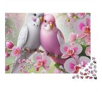 Couple 1000 Pieces Parrot Love Premium Puzzle Board Jigsaw Puzzle for Family Parent-child Interaction Team Building Social Activity Icebreaker 52x38cm/1000pcs