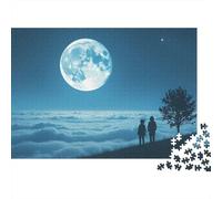 Couple 1000pc Moon Hill Walk Heavy-duty Cardboard Jigsaw Puzzle for Brain Teaser Lovers Team Building Holiday Pastime 70x50cm/1000pcs