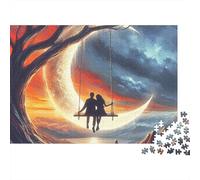 Couple 1000pc Moon Swing Pair Heavy-duty Cardboard Jigsaw Puzzle for Brain Teaser Lovers Team Building Leisure Entertainment Social Icebreaker Value for Money 38x26cm/1000pcs