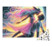 Couple 1000pc Moon Wave Kiss Heavy-duty Cardboard Jigsaw Puzzle for Brain Teaser Lovers Team Building Leisure Entertainment Social Icebreaker Value for Money 38x26cm/1000pcs