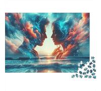Couple 1000pc Ocean Face Merge Heavy-duty Cardboard Jigsaw Puzzle for Brain Teaser Lovers Team Building Holiday Pastime 52x38cm/1000pcs