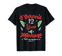 Couple 12th Anniversary I Survived 12 Years of Marriage T-Shirt