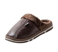 Couple Autumn And Winter Solid Color Leather Home Warm Padded Outdoor Shoes Slippers Heated Slippers Women Rechargeable (Coffee, 8.5)