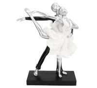 Couple Ballet Dancing Sculpture Modern Simple Innovative Resin Hand Crafted Couple Dancing Abstract Statue Silver Two Dance People Keepsake Ornaments Gifts for Women Men Adults Friends