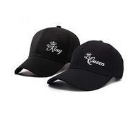 Couple Baseball Cap Set for Lovers Couple Adjustable Matching King and Queen Lovers Hats Gift for Women and Men 2Pcs (Black-King+Queen)