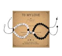 Couple Bracelets for Boyfriend Girlfriend Anniversary Christmas Gifts for Husband Wife Natural Stone Matching Heart Bracelet Best friends Long Distance Birthday Engagement Gifts for Fiance Fiancee