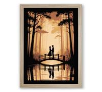 Couple by Still Water Romantic Framed Wall Art Print A1 (84.1×59.4cm) Oak, Wall Decor for Living Room, Bedroom, Office & Home, Ready to Hang, Art Gift