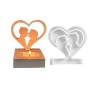 Couple Candle Mold - 12cm Heart Shaped Resin Molds Couple Kiss Design, Silicone Candle Tray | Votive Centerpiece for Candles DIY Romantic Home Decoration