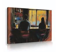 Couple Canvas Wall Art Intimate Evening Painting Prints Rustic Mural Artwork Picture for Living Room Home Dining Office Decor 50x75cm Innerframe