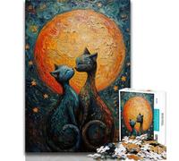 Couple Cat 1000 Piece Jigsaw Puzzles for Adults,Learning Educational Toys Family Games with Matching Poster And Trivia Sheet 50x75cm