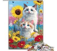 Couple Cats Jigsaw Puzzles for Teenagers 1000 Piece, Art Interesting Stress Reduction Wishlist with Santa Claus for Age 14 (26x38cm)