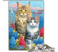 Couple Cats JigsawPuzzle 1000 Pieces for Teenagers, Educational Games Home Decoration Birthday Present, Gifts, Wall Art (50x75cm)