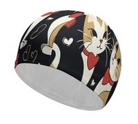 Couple Cats Swim Cap Comfortable Shower Caps for Drag Reduction and Hair Protection Durable Soft Elastic Bathing Cap Keep Hairstyle Unchanged for Women and Men