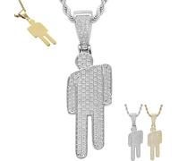 Couple Crooked Head Hipster Necklace,Hip Hop Street Style Pendant,Modern Sweet Trendy Men Women Jewelry Gifts for lovers,Friend and Family (Gold+Silver, 5.1 * 1.7cm/2 * 0.67in)