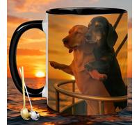Couple Dachshund Love Mug,11oz Cute Ceramic Coffee Cup for Dog Lovers, Iconic Romantic Pose Dachshund Coffee Cup with Romantic Pose, for Anniversary,Wedding,Couples (Right)