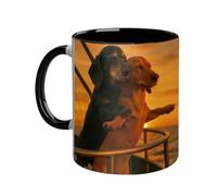Couple Dachshund Love Mug - 11oz Funny Coffee Mug, Cute Ceramic Tea Cup with Comfortable Grip Handle,Iconic Romantic Pose Dachshund Coffee Cup for Wedding, Couples,Anniversarys