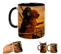 Couple Dachshund Love Mug - Romantic Pose Dachshund Coffee Cup,Dachshunds Cup for Dogs Moms Dads,11oz Cute Romantic Sausage Dog Ceramic Coffee Cups for Couples, Dog Lovers