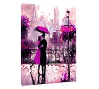 Couple Dancing Under Rain in Paris Picture Print On Framed Canvas Art Vertical 12’’x 8’’inch(30x 20 cm) -18mm Depth
