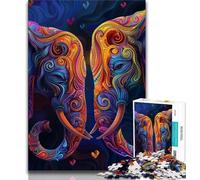 Couple Elephants 1000 Piece Jigsaw Puzzles for Adults,Stress Reliever Difficult Challenge Deal As Gifts for The Whole Family (38x26cm)
