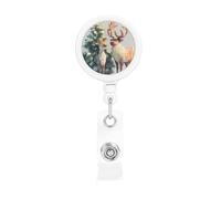 Couple Elk Retractable Badge Holder is Durable Sturdy Comes with A Lanyard for Office Hospital Staff Wearing