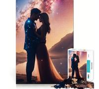 Couple Embracing Under A Starry Sky 1000 Piece Jigsaws for Teenagers Logic Boost, Thick Material, Home Fun, Perfect Decor (50x75cm)