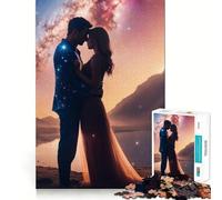 Couple Embracing Under A Starry Sky Jigsaw 1000 Pieces for Teenagers Reason Skill, Stress Relief Play, Enjoyable Challenge, Nice Art (38x26cm)