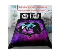 (Couple, EU-Double(3pcs):200×200cm) 3D Nightmare Before Christmas Duvet Cover Set Jack and Sally Bedding Set