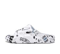 Couple EVA Rehabilitation Shoes With A Poop Like Feel, Shower Slippers, Lightweight Beach Sandals White Black(White Black,5uk)