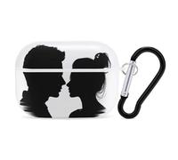 Couple Face Silhouette Airpod Pro Case AirPods 2 Case for Women Hard Shell Protective Cover with Carabiner Keychain Compatible with AirPods Case 2nd 1st Generation, Front LED Visible White