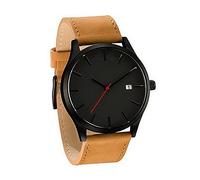 Couple Fashion Leather Analog Quartz Round Wrist Business Men's Watch Chronograph Watches for Women (A, One Size)