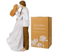 Couple Figurine for Her, Wedding Engagement Gift for Women, 7.2" Romantic Couple Statue for Valentine's Day Birthday Home Decoration Presents- Hug 01