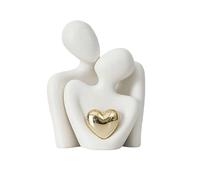 Couple Figurine - Golden Eternal Heart Figurine,Romantic Couple Statue In Love,Hug Figurine with Golden Love Heart,Men Women Statue Sculpture,For Living Room, Bookshelf, Entryway Decoration