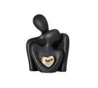 Couple Figurine - Golden Eternal Heart Figurine,Romantic Couple Statue In Love,Hug Figurine with Golden Love Heart,Men Women Statue Sculpture,For Living Room, Bookshelf, Entryway Decoration