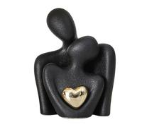 Couple Figurine - Golden Eternal Heart Figurine, Romantic Couple Statue In Love | Modern Ceramic Sculpture Romantic Abstract Figure, Aesthetic Couple Home Accents For Living Room, Bookshelf, Entryway,