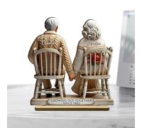 Couple Figurine Table Decor - Wooden Growing Old Together Couple Sculptures | Romantic Wood Ornament, Symbolizing Enduring Love For Girlfriend Wife Husband Father