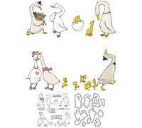 Couple Geese Stamps and Die Cuts for Card Making Animals Transparent Silicone Clear Stamp and Metal Cutting Dies Sets for DIY Scrapbooking Paper Crafting Seals Decorative Supplies