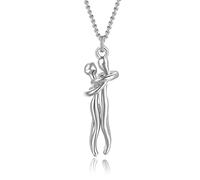 Couple Gifts Necklace for Boyfriend Girlfriend, Affectionate Hug Necklaces for Valentines Day Gift | Small 2.5cm Couple Hugging Pendant Necklace Husband Wife Gift for Birthday Christmas, Silver