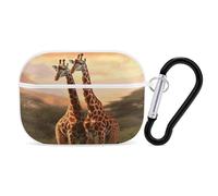 Couple Giraffe AirPods Pro 2 Case Cover, Shockproof Hard Shell Protective Case for Women Men, Compatible with Airpod Pro Case 2nd/1st Generation with Keychain-White