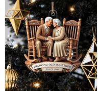 Couple Growing Old Together Since Ornament,Old Couple Sitting On Rocking Chairs Together Personalized Christmas 2D Acrylic Ornament,Elderly Couples Christmas Ornaments,Custom Gifts for Couples