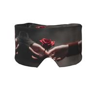 Couple Hands Holding Rose Print Sleep Eye Mask with Earmuffs - Block Out Light Contoured Night Blindfold Eye Sleeping Mask with Ear Cover for Men Women Side Sleeper Night Gift