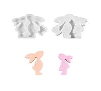 Couple Hare Silicone Molds Food Safe Silicone Baking for Resin Casting Soap Chocolate Fondant Cake Baking Heart Hare Mold