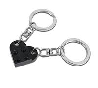 Couple Heart Keychain, LYHURK Heart Keyring San, San Gift for Him Heart Shaped Keychain as Gift for Lovers, Friends, Family (Black) Gifts BFF (Black)