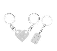 Couple Heart Keyring 3 Brick Matching Couples Keyring Heart Matching Keyring Keychain Set Heart Keyrings Interlocking Couples Keyrings Presents Daughter Gift for Anniversary Friendship (White)