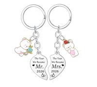 Couple Heart Matching Keyring Wedding Gifts for Couples 2026 Wedding Anniversary Present Valentines Gifts for Him Her Mr and Mrs Gifts Engagement Gifts for Bride Newlyweds Christmas Birthday Gifts