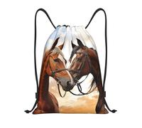 Couple Horse Drawstring Backpack Drawstring Bag Lightweight Versatile Gym Bag For Party Travel Women 36X42Cm