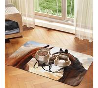 Couple Horse Pet Feeding Mat Absorbent Pu Leather Dog Cat Food Mats Contain Spills Protects Floors, Anti-Slip Rubber Backing Dog Bowl Mats Easy Clean Pet Placemats 40x60cm