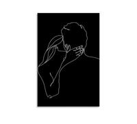 Couple Hug Kiss Wall Decoration Minimalist Line Wall Art Abstract Love Painting Black And White Line Drawing Classic Poster Poster Vintage Art, Wall Canvas, Decoration Aesthetic, Living Room, Kids Roo