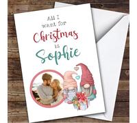 Couple Husband Wife Boyfriend Girlfriend Photo Gonk Personalised Christmas Card - Special Relative Personalised Christmas Card, Adult Christmas Card